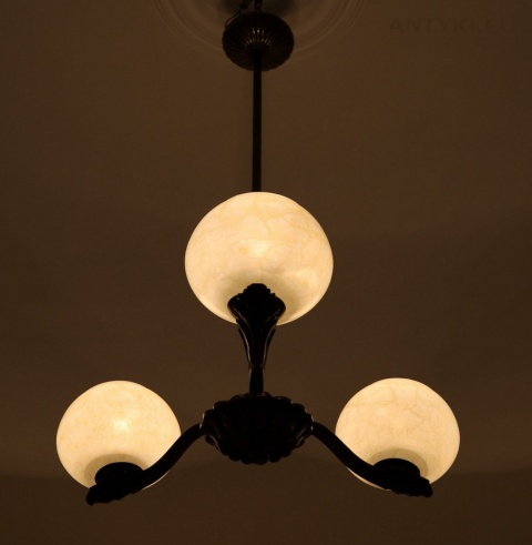3 ramienny żyrandol art deco