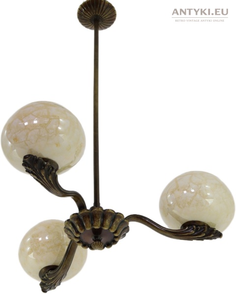 lampa Art Deco mosiądz szkło