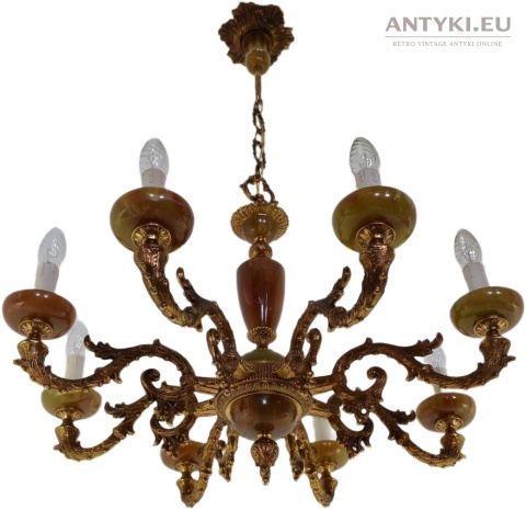 Antyczny żyrandol onyksowy do zamku. Pałacowy chandelier onyx.