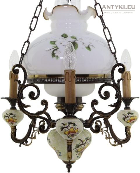 sufitowa mosiężna lampa florystyczna