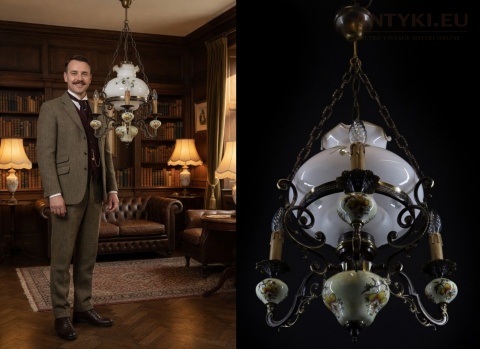 rustykalna lampa sufitowa z francji