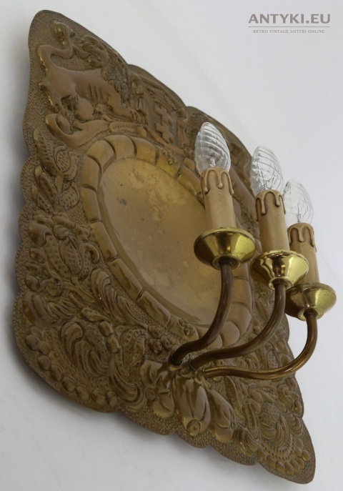 lampa mosiądz repusowany herb gdańska