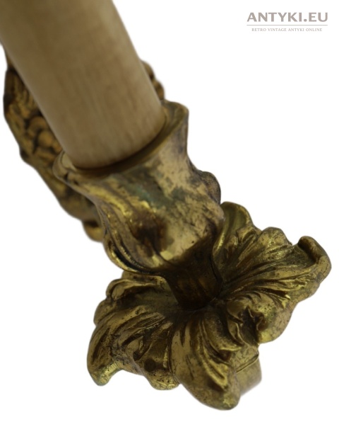 Duży antyczny kinkiet mosiężny barok rokoko Francja - pałacowe lampy ścienne