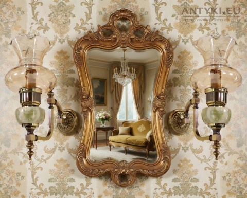 kinkiety mosiężne onyksowe retro