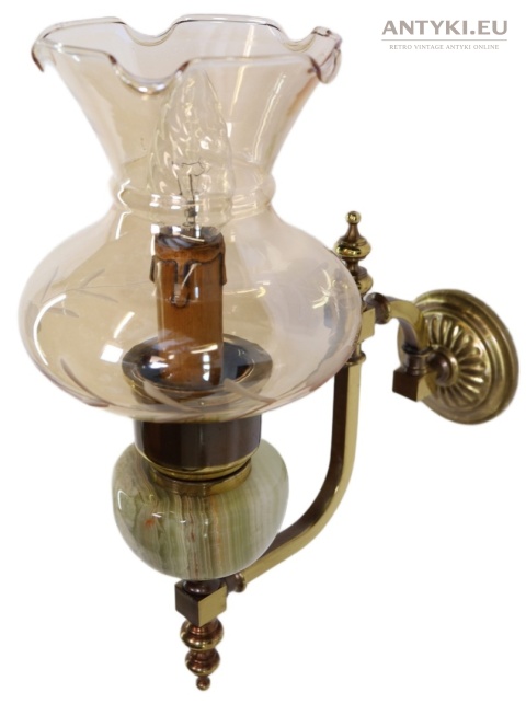 kinkiety onyksowe ozdobne mosiężne