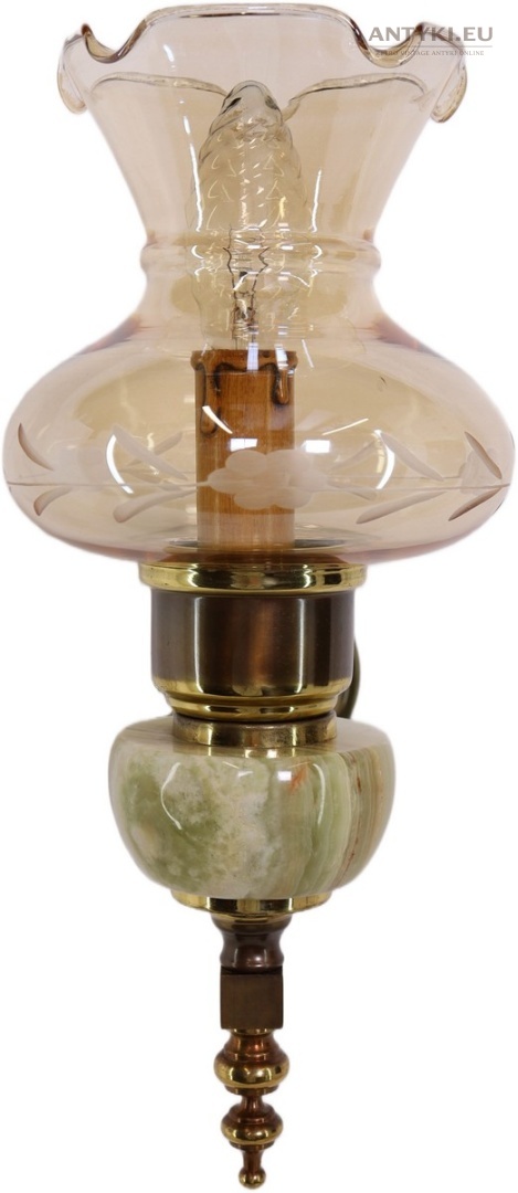 Ekskluzywne kinkiety onyksowe mosiężne Francja – ręcznie szlifowane szkło vintage