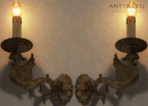 mosiężny kinkiet stylowy gryf