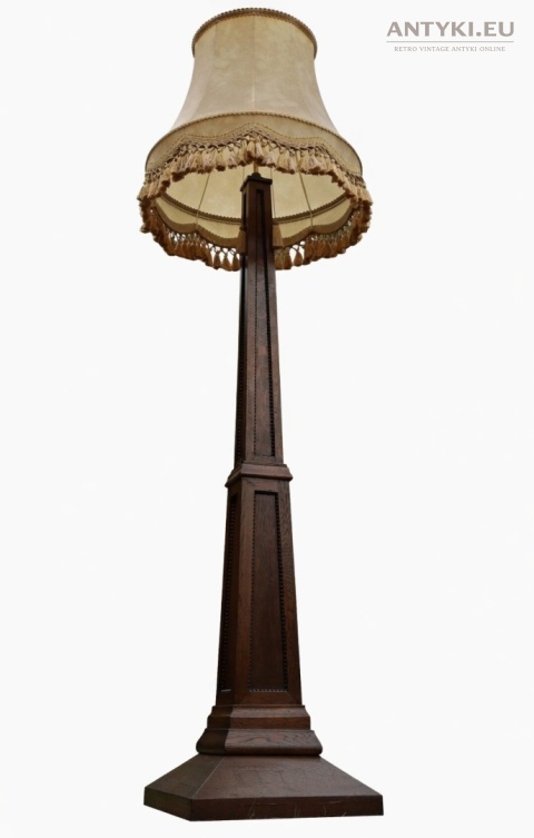 drewniana lampa podłogowa antyczna
