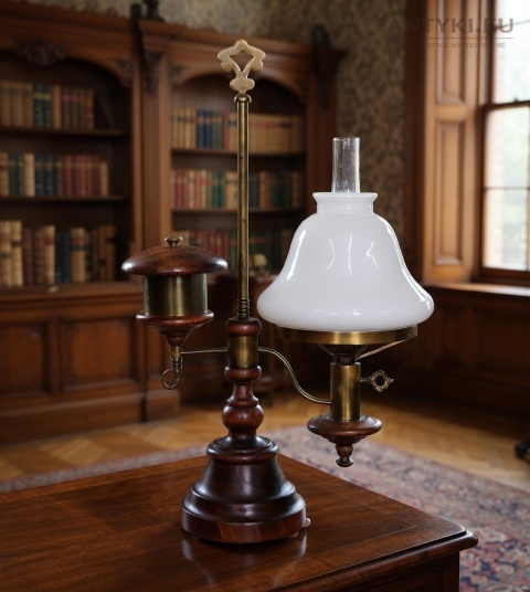 biurkowa lampa vintage lata 70 drewno