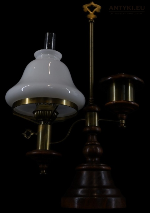 stołowa lampa vintage szkło i mosiądz