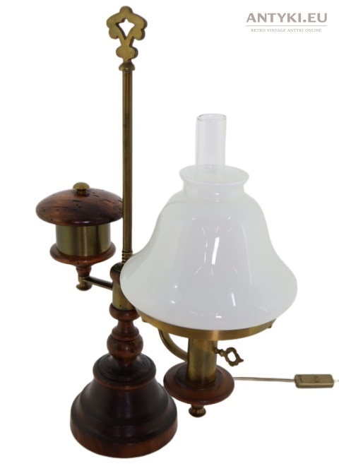 stara lampa biurkowa drewno