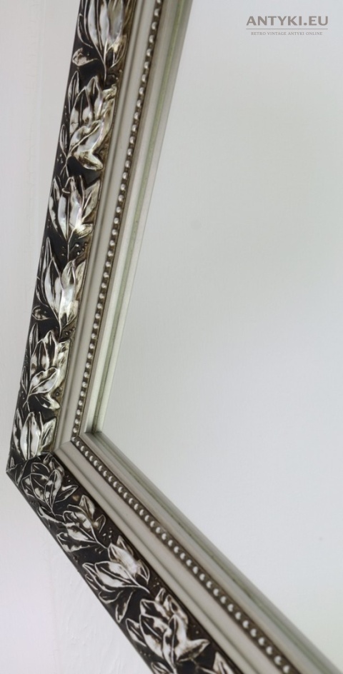srebrne lustro do salonu vintage glamour