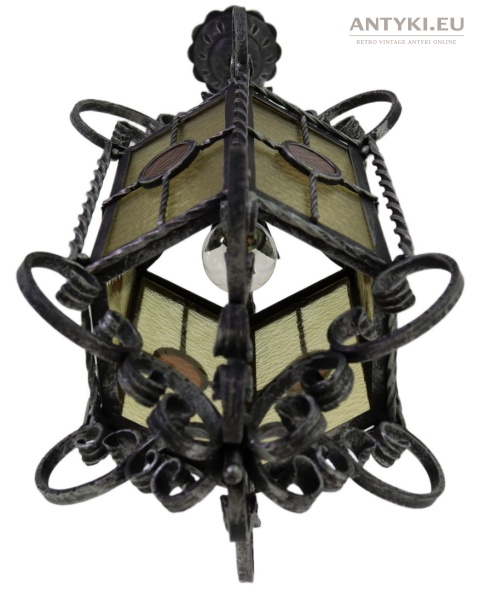 vintage lampa wisząca z dekoracyjnym żelazem
