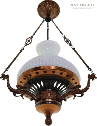 Polska antyczna lampa wisząca Artimex vintage PRL – metaloplastyka Łódź