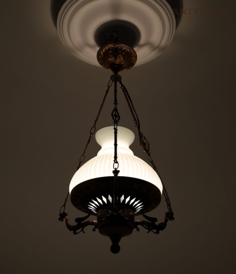 Polska antyczna lampa wisząca Artimex vintage PRL – metaloplastyka Łódź