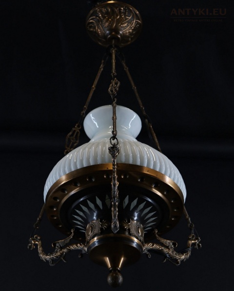 Polska antyczna lampa wisząca Artimex vintage PRL – metaloplastyka Łódź