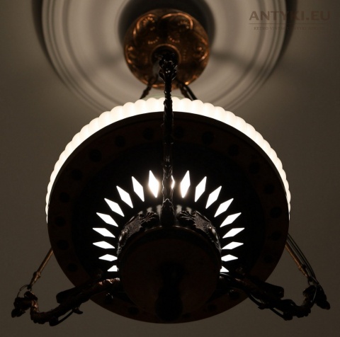 Polska antyczna lampa wisząca Artimex vintage PRL – metaloplastyka Łódź