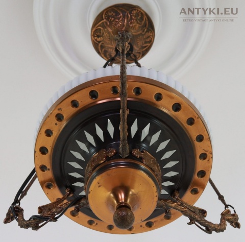 Polska antyczna lampa wisząca Artimex vintage PRL – metaloplastyka Łódź