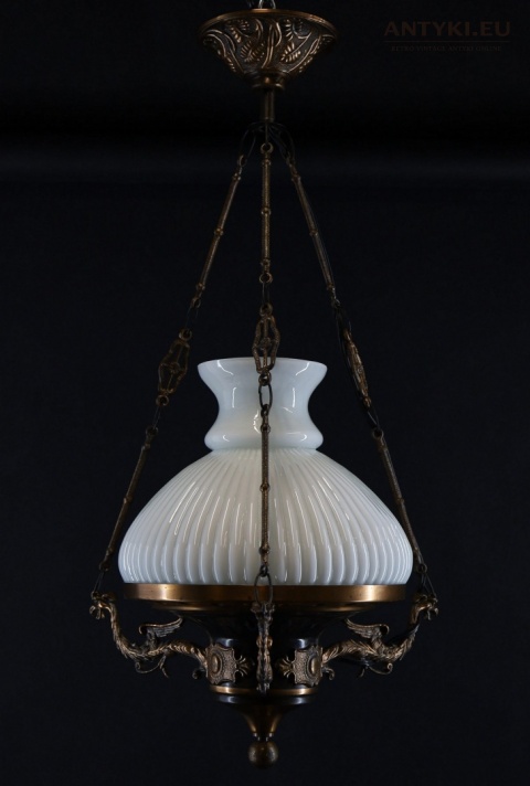 Polska antyczna lampa wisząca Artimex vintage PRL – metaloplastyka Łódź