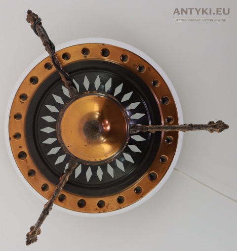 Polska antyczna lampa wisząca Artimex vintage PRL – metaloplastyka Łódź