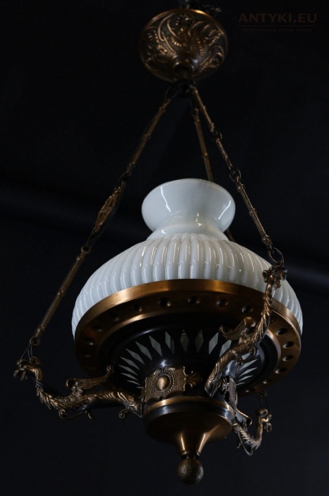 Polska antyczna lampa wisząca Artimex vintage PRL – metaloplastyka Łódź