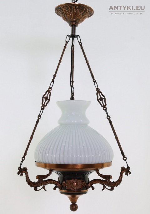 Polska antyczna lampa wisząca Artimex vintage PRL – metaloplastyka Łódź