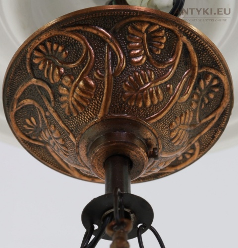 Polska antyczna lampa wisząca Artimex vintage PRL – metaloplastyka Łódź