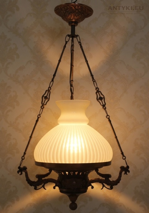 Polska antyczna lampa wisząca Artimex vintage PRL – metaloplastyka Łódź