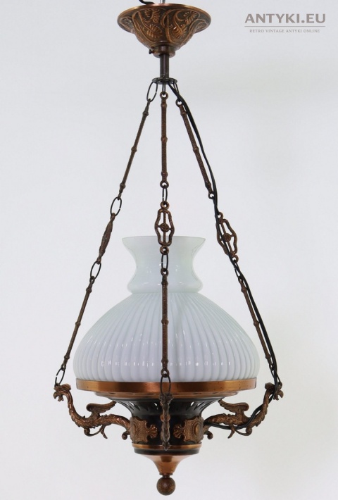 Polska antyczna lampa wisząca Artimex vintage PRL – metaloplastyka Łódź