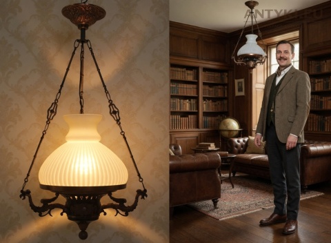 Polska antyczna lampa wisząca Artimex vintage PRL – metaloplastyka Łódź