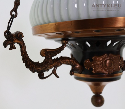 Polska antyczna lampa wisząca Artimex vintage PRL – metaloplastyka Łódź