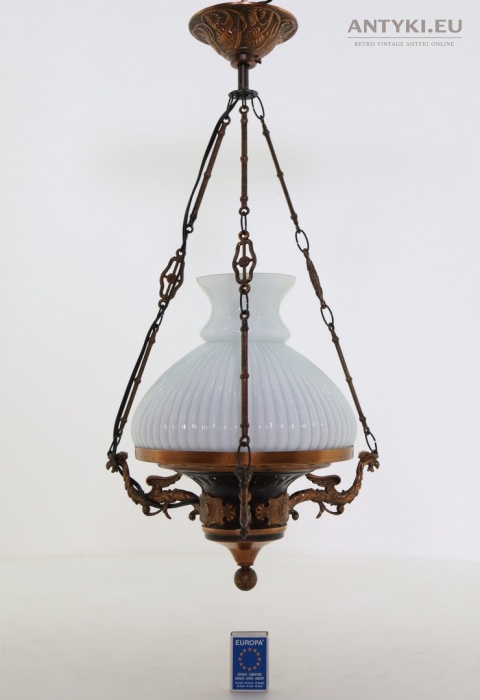 Polska antyczna lampa wisząca Artimex vintage PRL – metaloplastyka Łódź