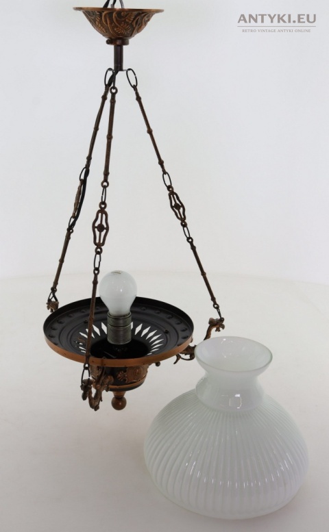 Polska antyczna lampa wisząca Artimex vintage PRL – metaloplastyka Łódź