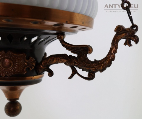 Polska antyczna lampa wisząca Artimex vintage PRL – metaloplastyka Łódź