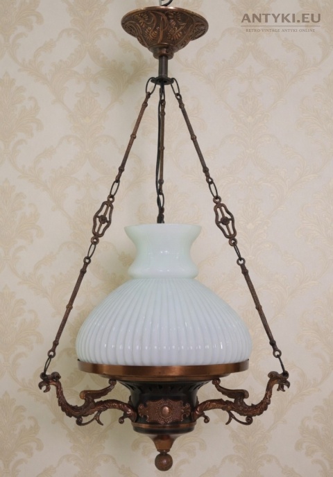 Polska antyczna lampa wisząca Artimex vintage PRL – metaloplastyka Łódź