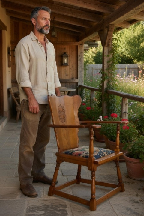 stylowe krzesło vintage z litego drewna