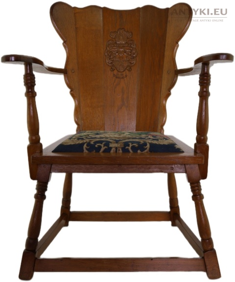 krzesło antyczne z gobelinowym siedziskiem