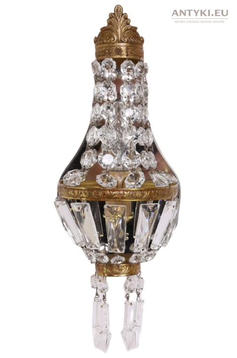 antyczny kinkiet kryształowy retro