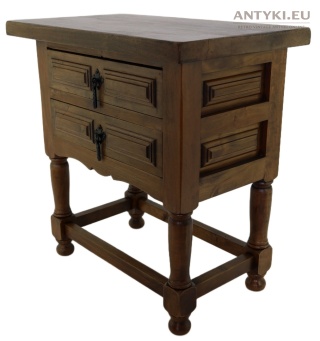 Rustykalna drewniana szafka z szufladami vintage Francja połowa XX wieku