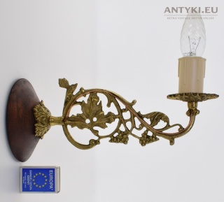 Retro kinkiety mosiężne z winoroślami. Starodawne lampy ścienne.