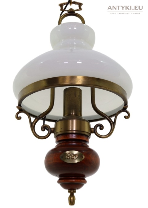 antyczna lampa wisząca mosiężna vintage