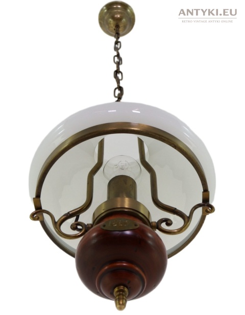 retro plafoniera z mlecznym kloszem