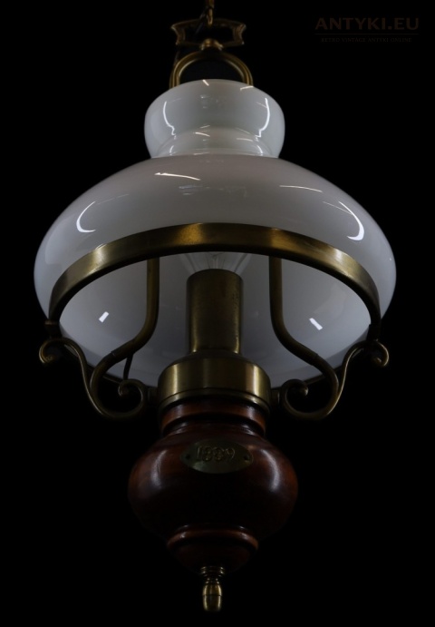 vintage lampa wisząca mosiężna patyna