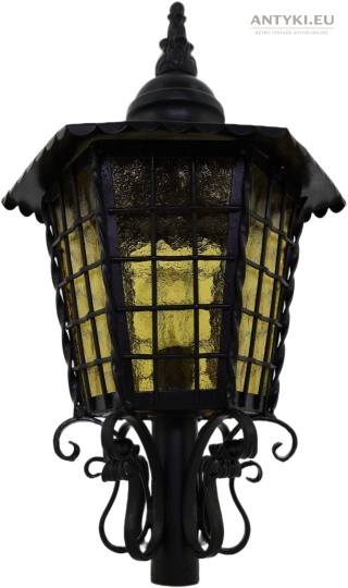 Duża kuta lampa latarnia ogrodowa przy bramie i furtce vintage Francja