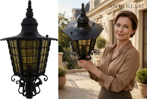 dekoracyjna lampa na ogrodzenie aranżacja przed domem