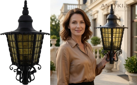 vklasyczna lampa zewnętrzna vintage aranżacja przed domem