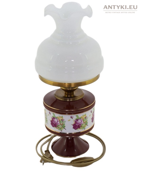 stołowa porcelanowa lampa ze złoceniami