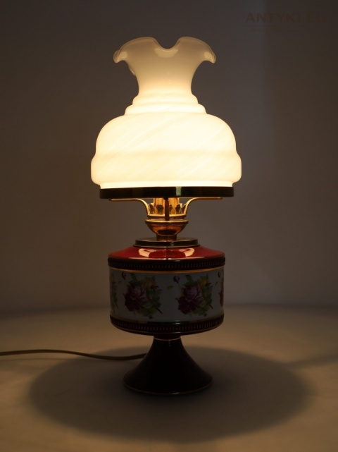 stołowa antyczna lampa porcelanowa vintage