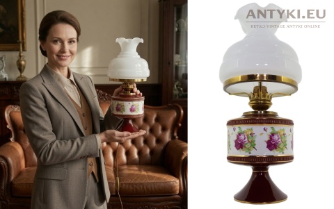 stołowa klasyczna lampa porcelanowa vintage