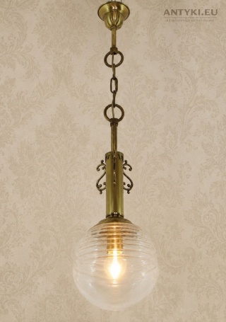 XL! Długa smukła antyczna lampa wisząca mosiężna Chesterfield vintage zwis sufitowy angielski